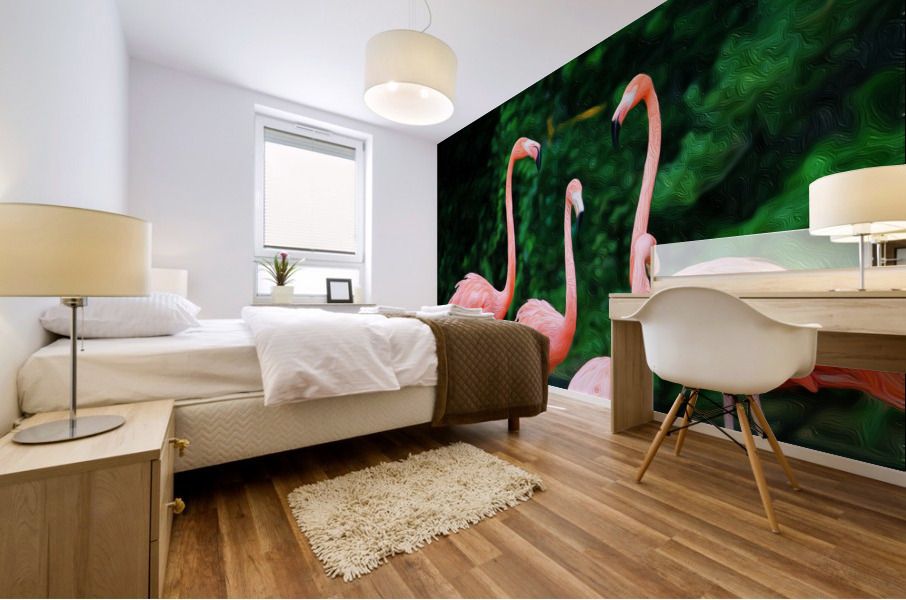 The Flamingo Family Mural print