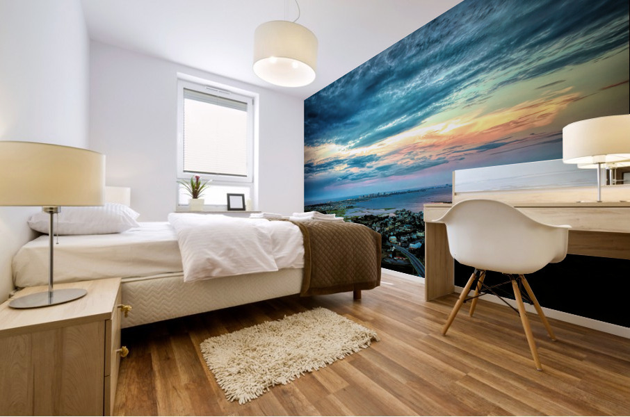 Ocean City Twilight Skyline Mural print