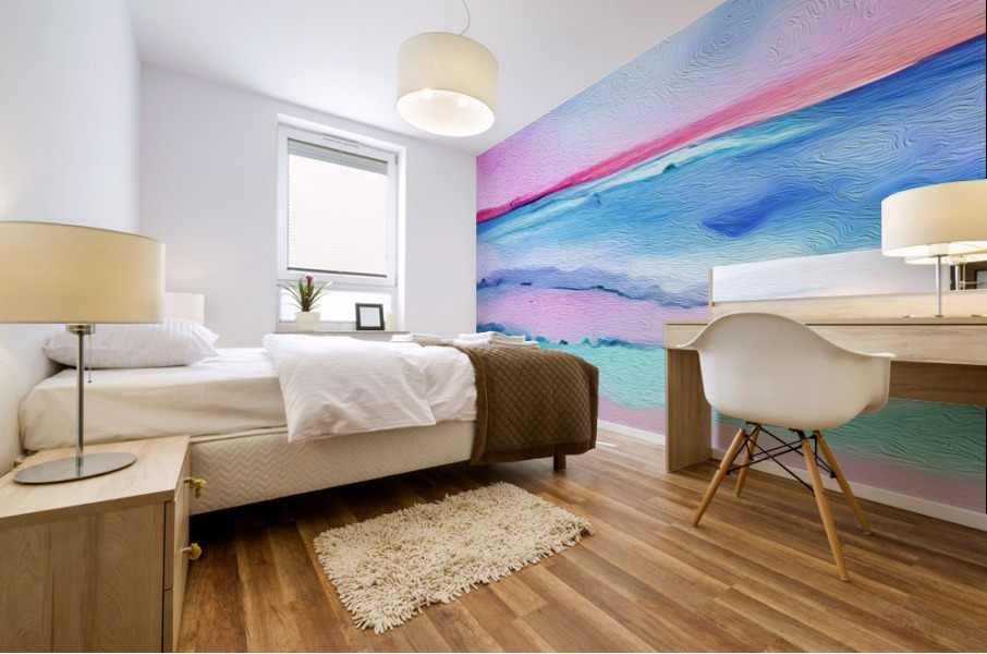 Pink Aqua Paradise Beach Mural print