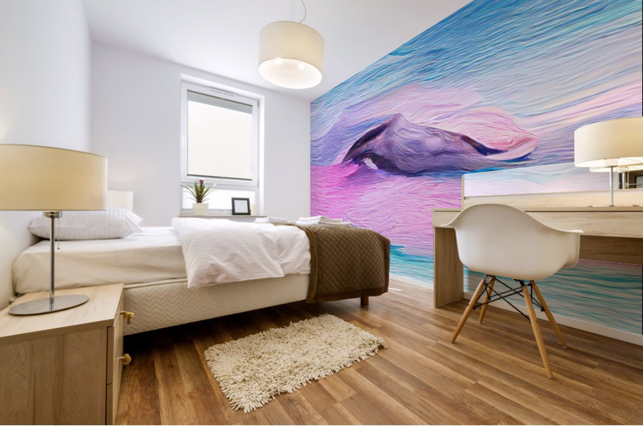 Pink Aqua Naples Beach Dolphin Mural print