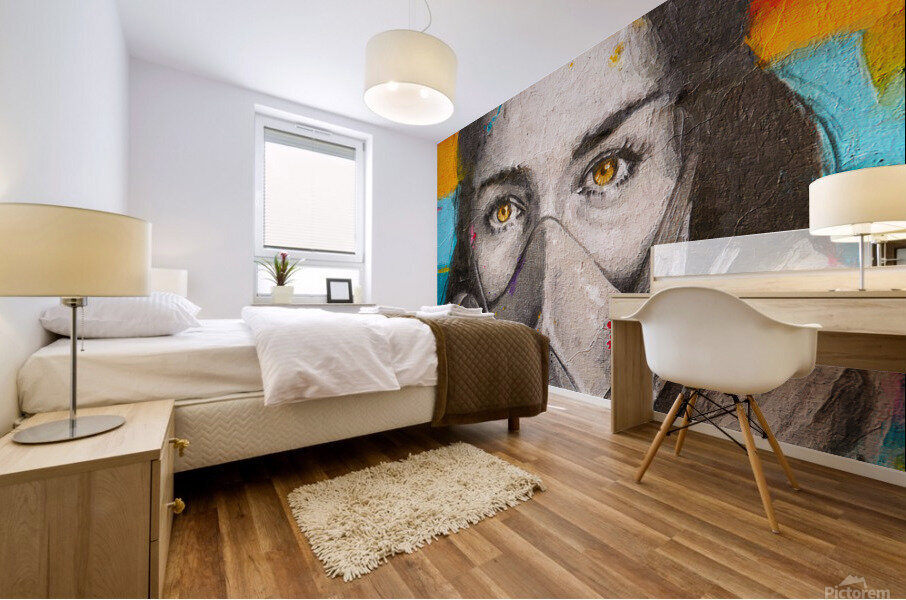 Girl Gas Mask Mural print