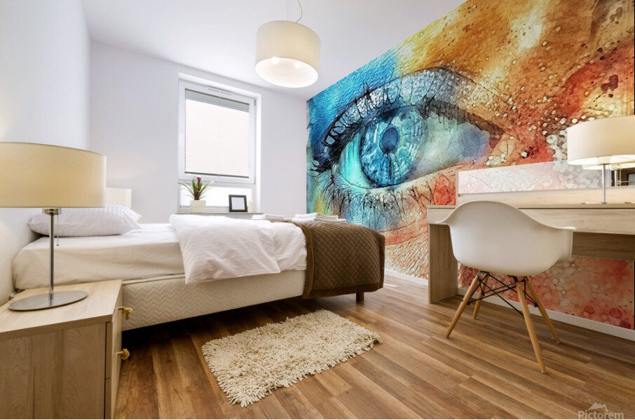 Blue Eye Watercolor Mural print