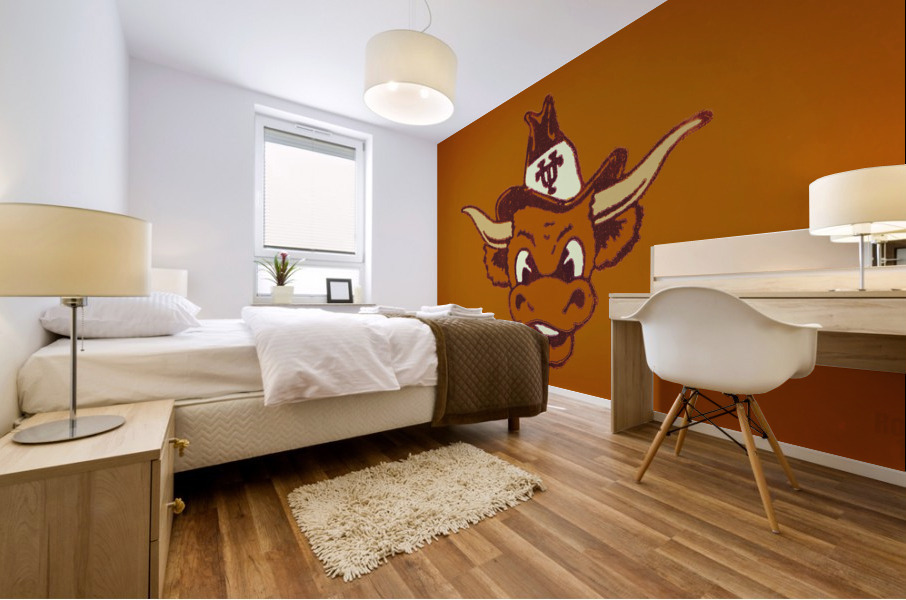 1960 Texas Longhorn Cartoon Art Mural print