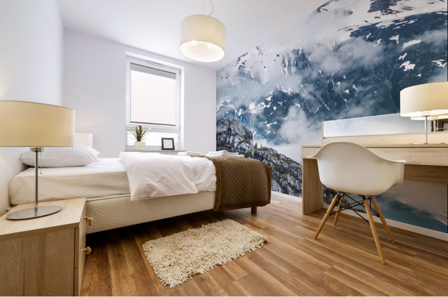 Foggy Alaskan Mountains Mural print