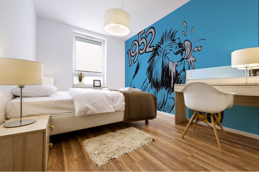 Vintage Detroit Lions Football Cartoon Art Mural print