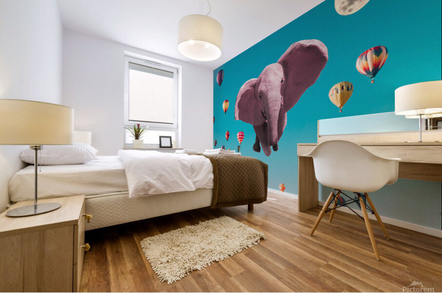 Pink Elephant Mural print