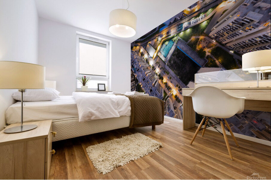 Looking down over skyscrapers Mural print