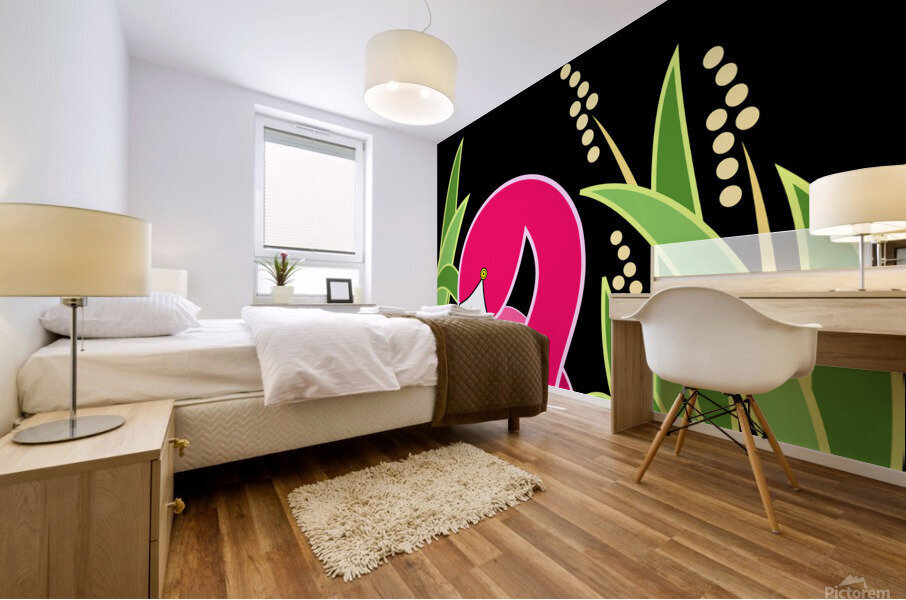 Stylized Abstract Flamingo Mural print