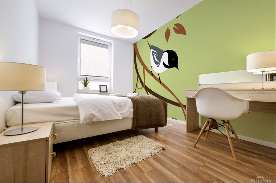 Stylized Chickadee Mural print