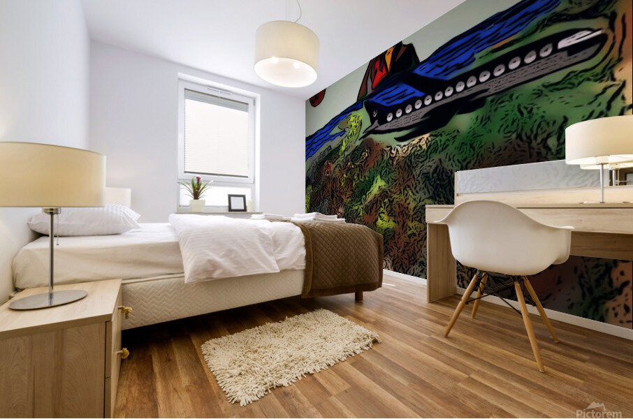 Traveling by Plane Mural print