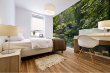 Bridge over pond Mural print