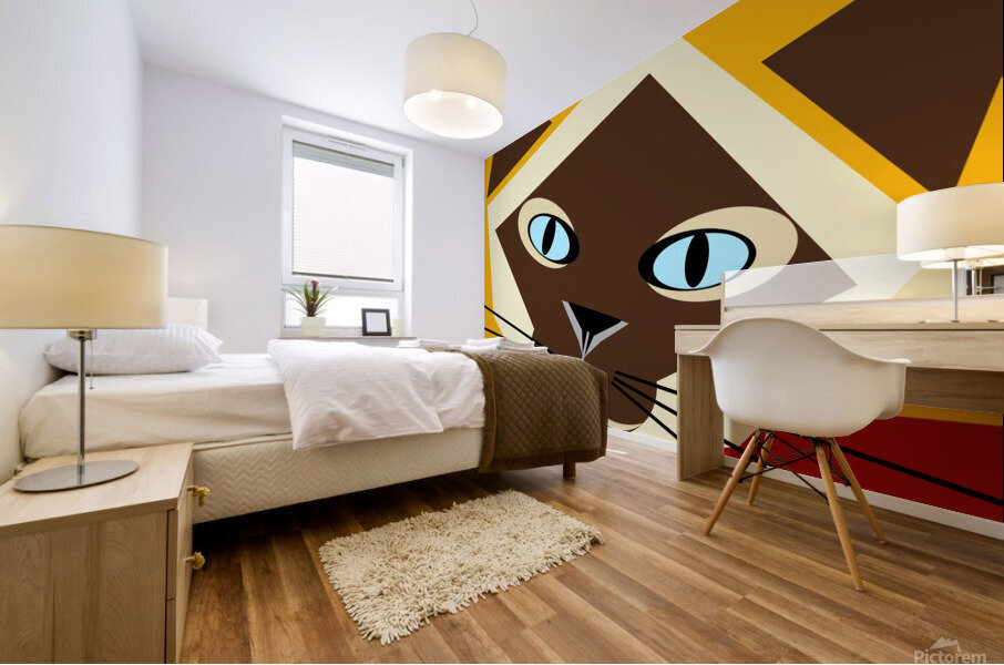 Stylized Siamese Cat Portrait Mural print