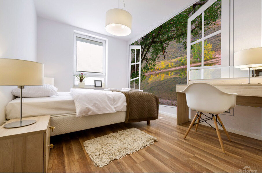 Autumn Season Lakeside  Open White View Mural print