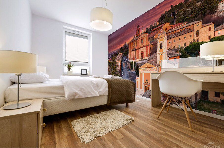 sunset on Italian medieval village  Mural print