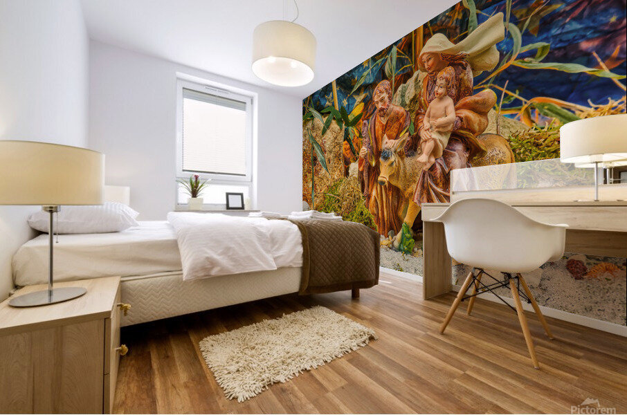 Holy Family on donkey  Mural print