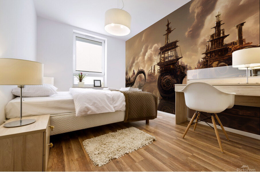 Steampunk harbor Mural print