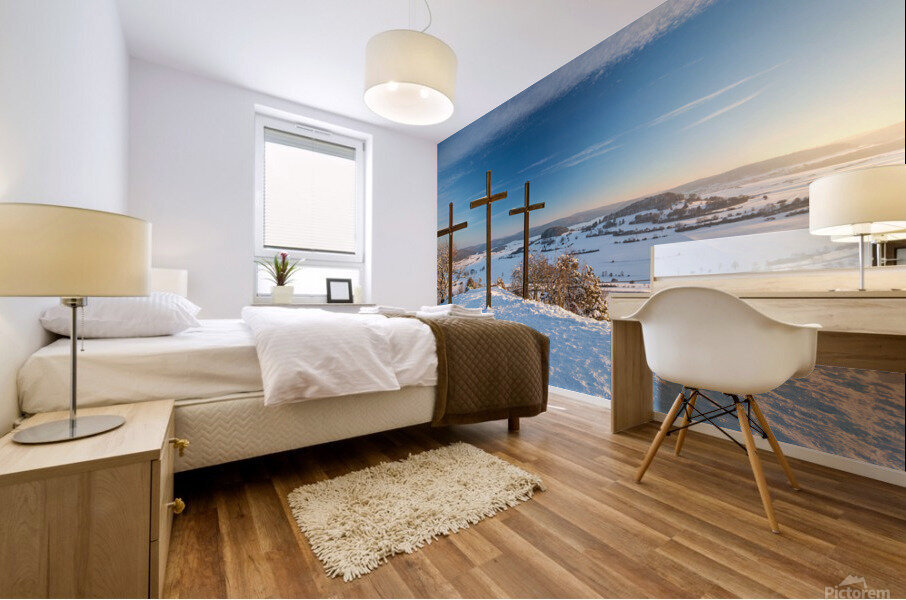 Summit Crosses in Winter Mural print