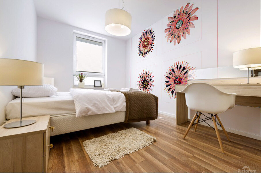 Starburst 2x2   Salmon Rouge and Charcoal 6 Mural print