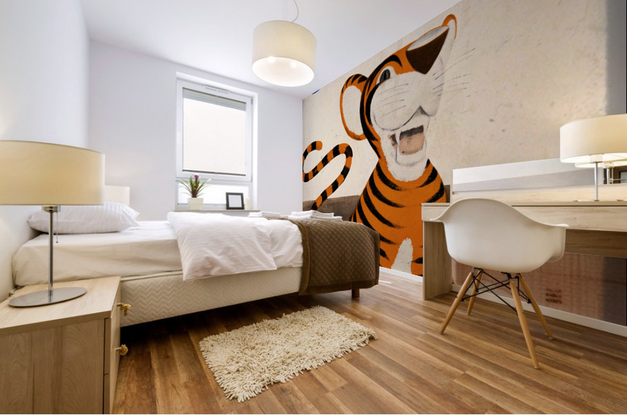 Vintage Sixties Memphis State Cartoon Tiger Football Art Mural print