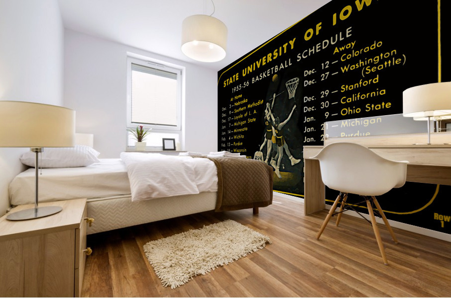 1955 Iowa Hawkeyes Basketball Schedule Art Mural print