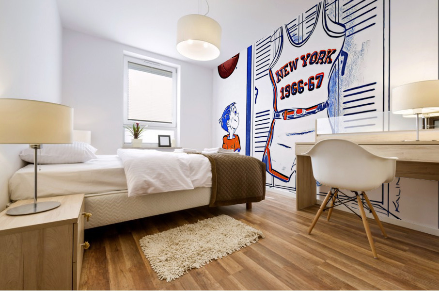 Vintage New York Knicks Art by George Kalinksy Mural print