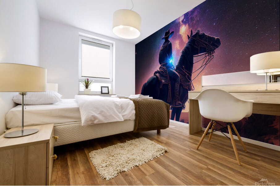 Western Cowboy riding his horse  4 Mural print
