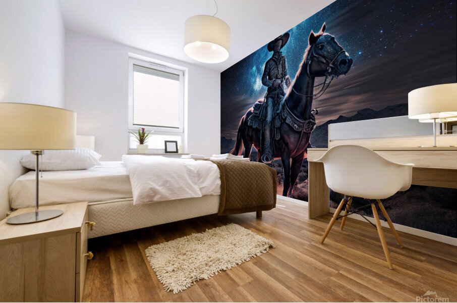 Western Cowboy riding his horse  3 Mural print