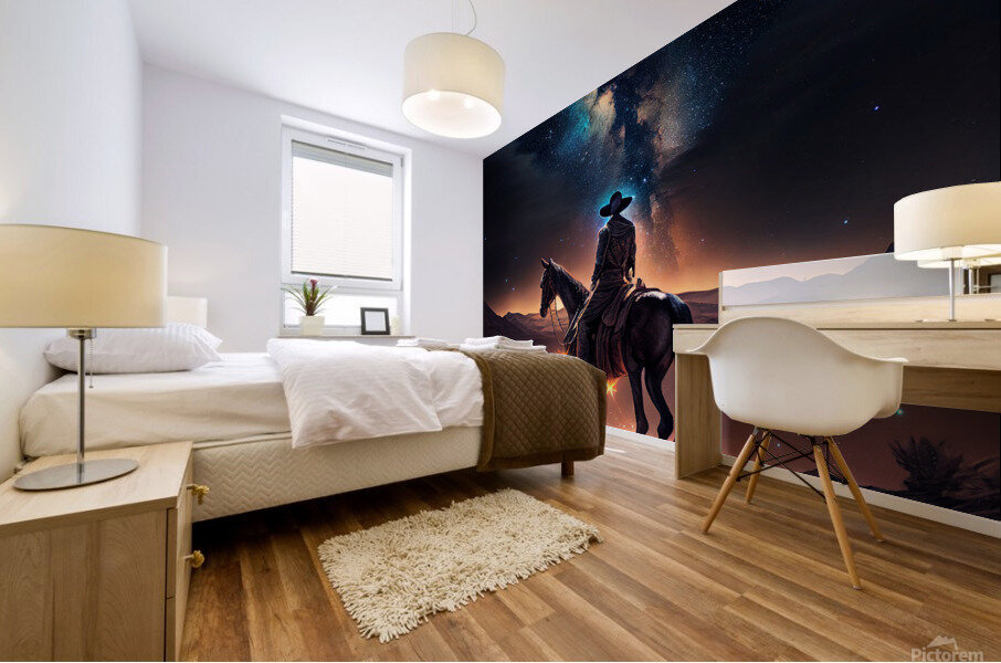 Western Cowboy riding his horse  1 Mural print