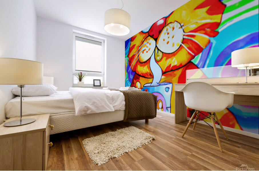 Garfield drinking coffee Mural print