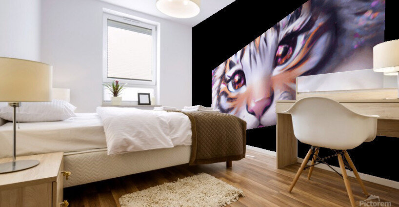 Happy Fluffy Tiger Realistic Mural print