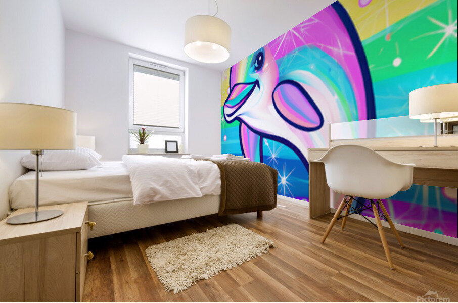 dolphin watercolor Mural print