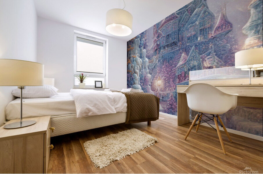 Whimsical Hyper Detailed Ice Castle Landscape Mural print