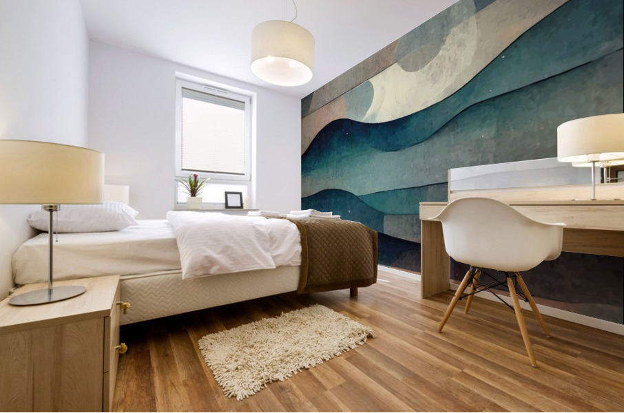 Nighty clouds playing with the Moon - II Mural print