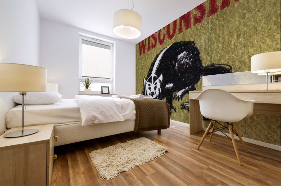 Vintage Wisconsin Badger Mascot Art Mural print