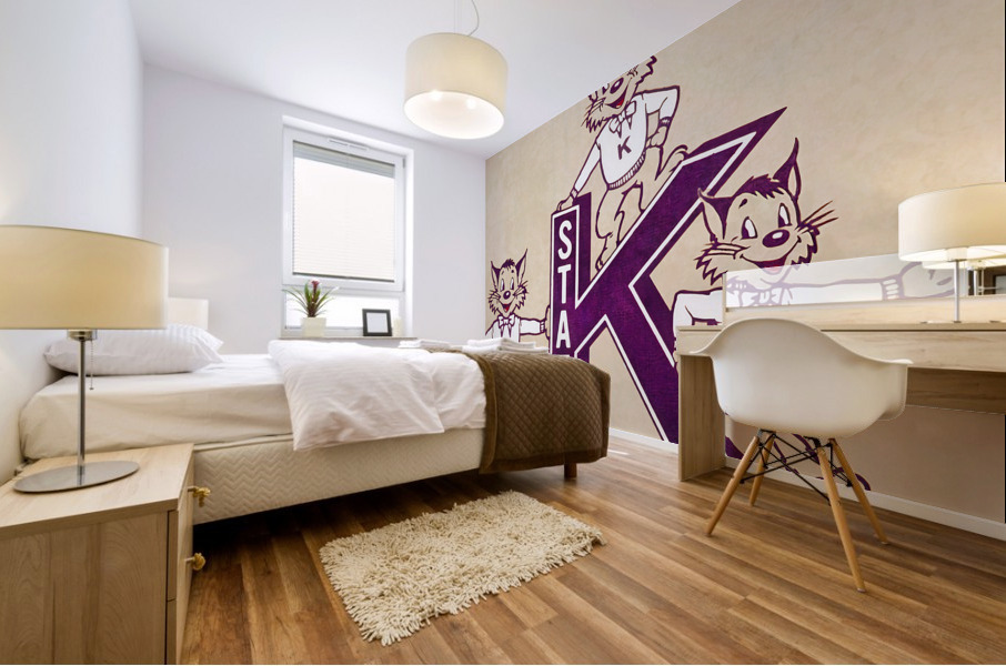 Vintage Kansas State Three Wildcat Cartoon Art Mural print