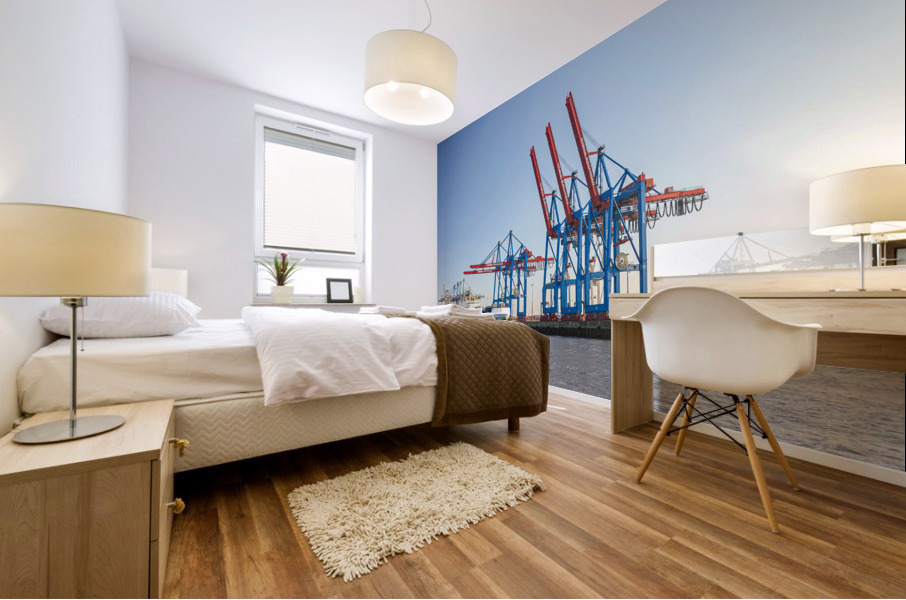 Harbor Cranes in Hamburg Mural print