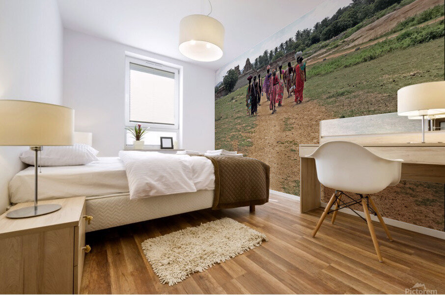 Ladies Walking in Hampi Karnataka India Mural print