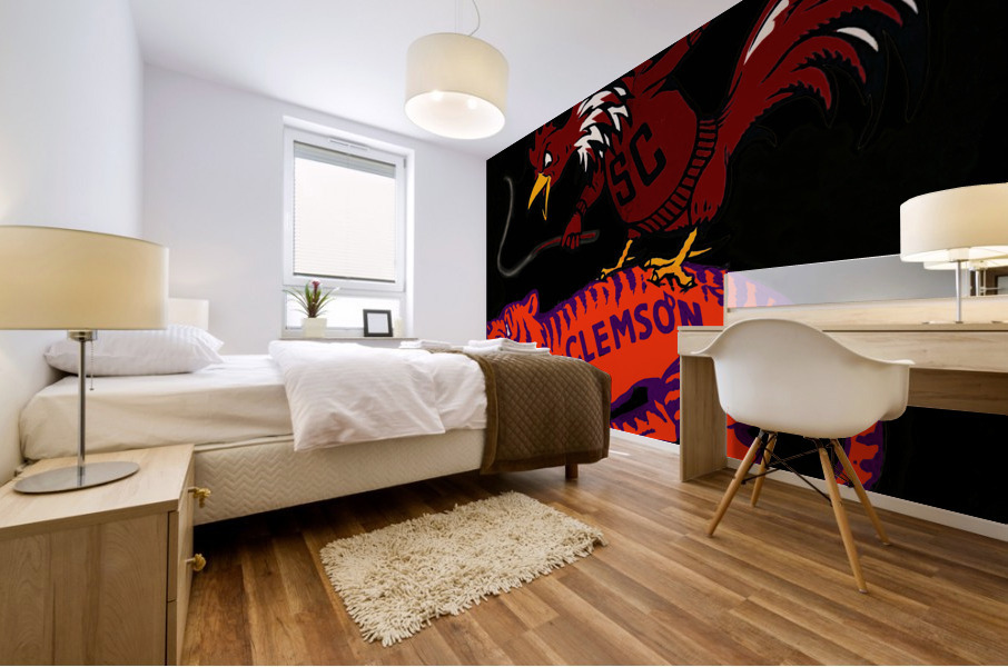South Carolina Gamecock Whipping Clemson Tiger Cartoon Mural print