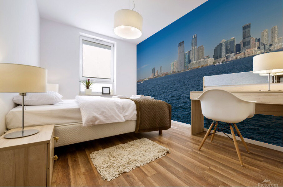 Lower Manhattan with boat  Mural print