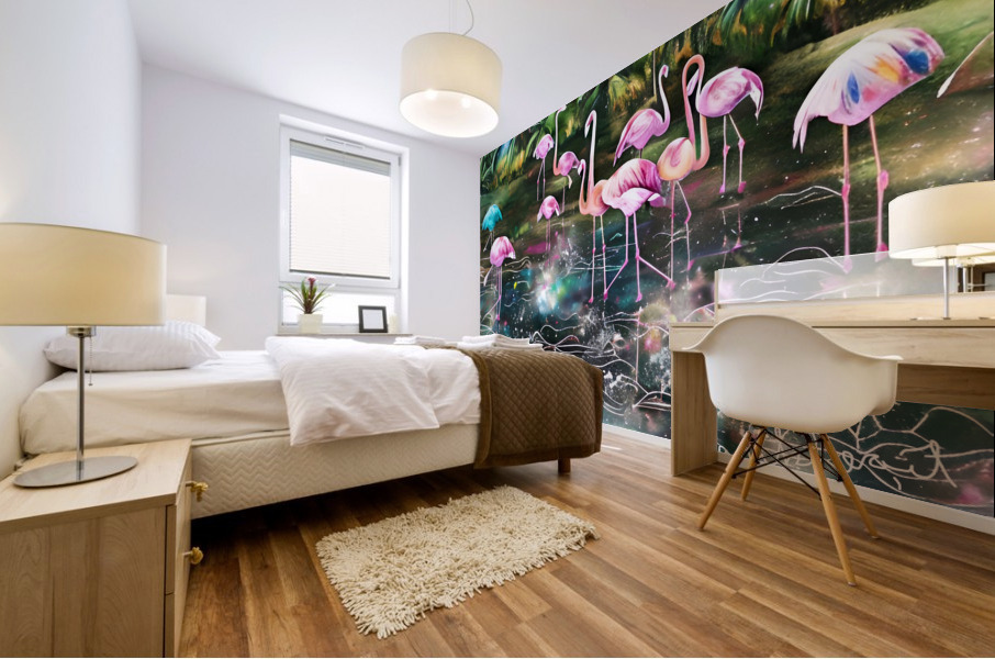 Animal Kingdom Flamingo Gathering Mural print