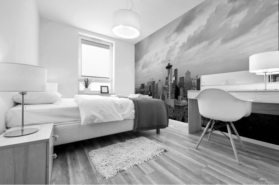 Seattle Skyline I - Black and White Mural print