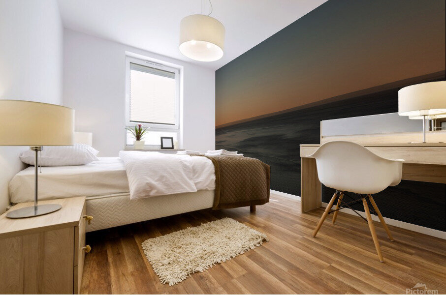 Sunset on the sea on the Cote-Nord Quebec Mural print