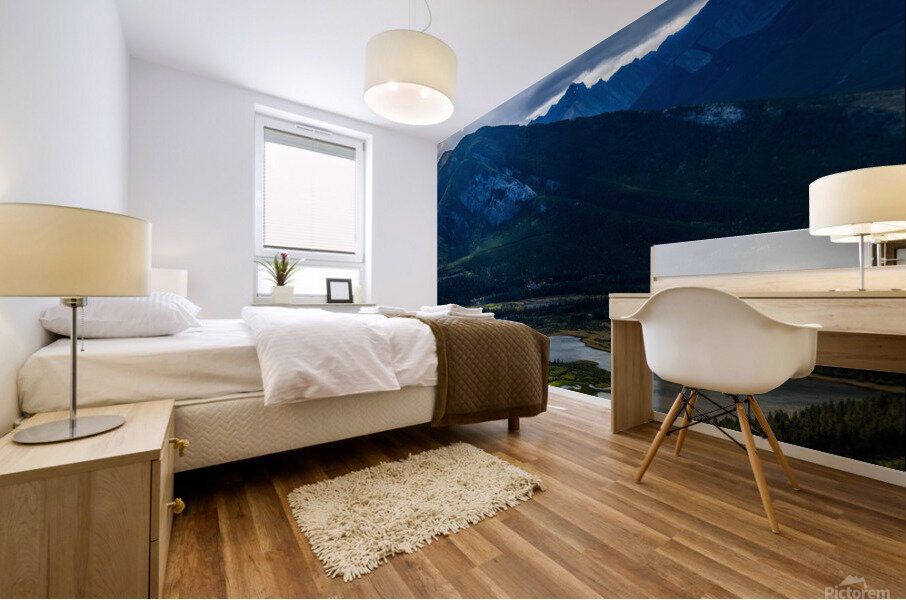 Summit Serenity: The Majestic View from Mount Norquay Lookout over Vermilion Lakes Mural print