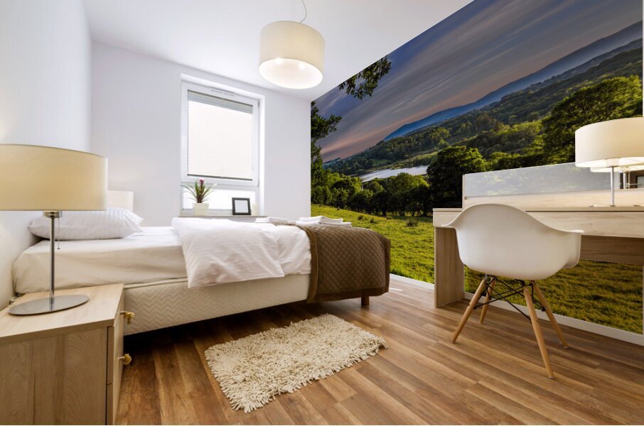Sky-Scaping Serenity: A High Resolution View of Blelham Tarn and the Lush Greenery Mural print