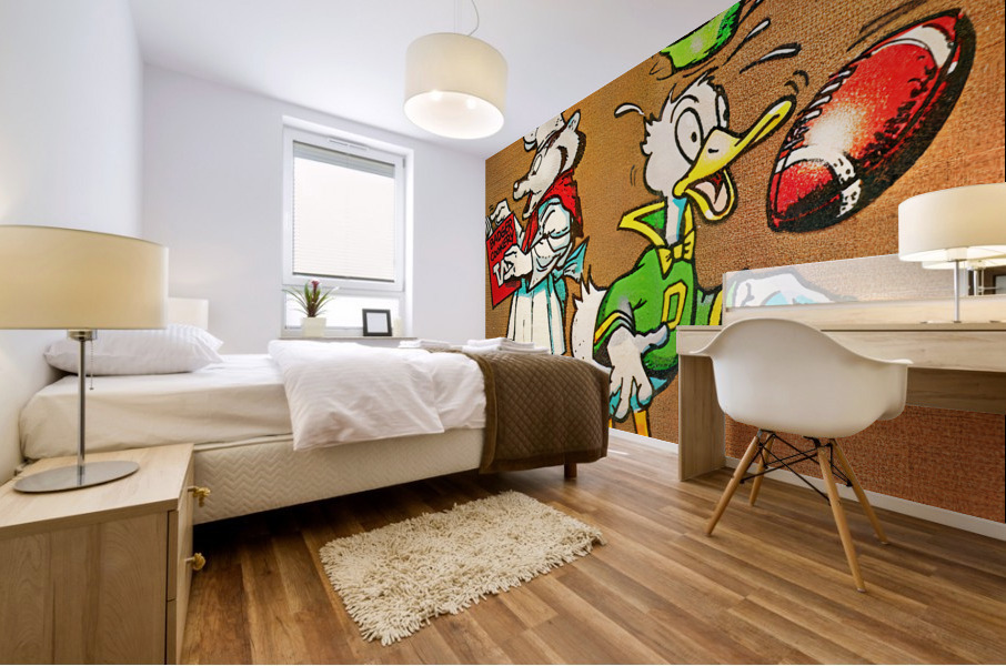 Bucky Badger and Oregon Duck Cartoon Art Mural print