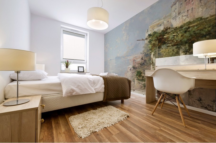 Two lovers by the sea Mural print