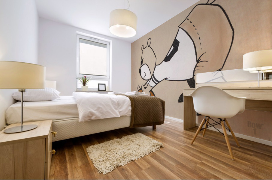 Retro Sixties Cartoon Bear Football Art Mural print