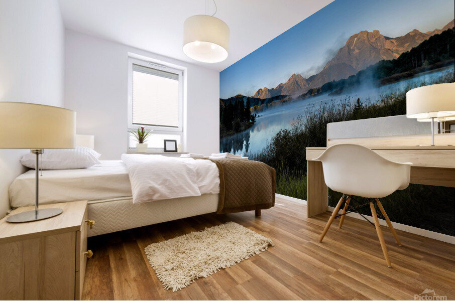 Reflections of Grandeur: Oxbow Bend and the Majestic Tetons Mural print