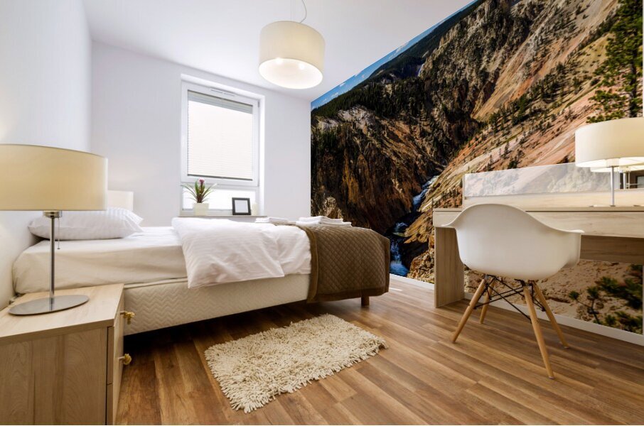 Captivating Contrasts: Inspiration Point at the Grand Canyon of Yellowstone Mural print