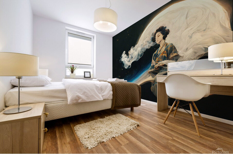Smoking Geisha Mural print
